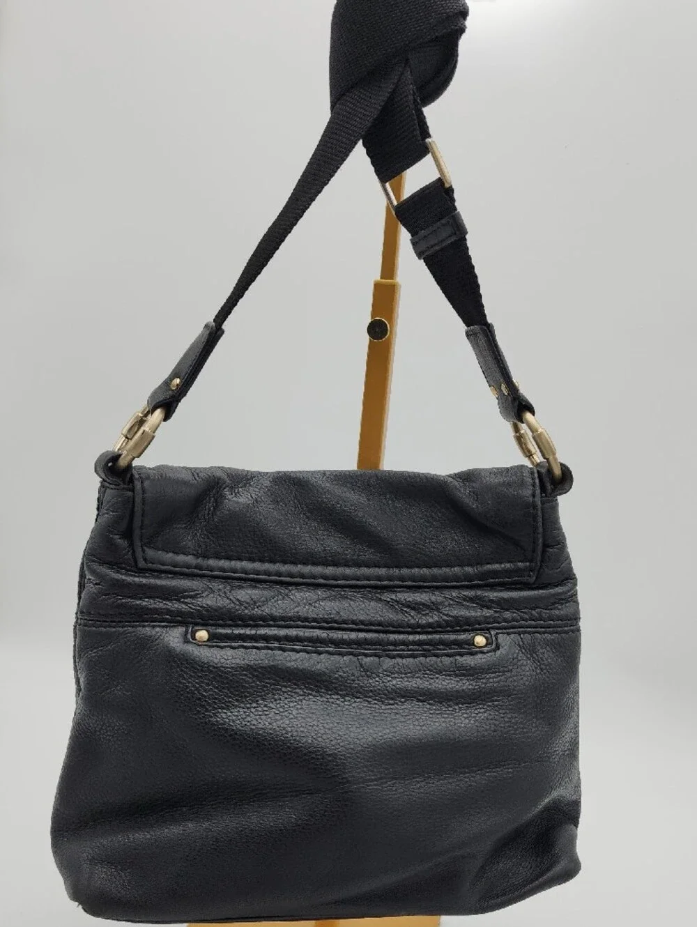 Michael Kors Black Leather Satchel, Crossbody with Gold Hardware
